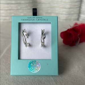 Swarovski Crystal Silver Hoop Earrings